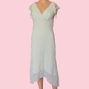 green fairy flutter sleeve sparkly floral dress🤍